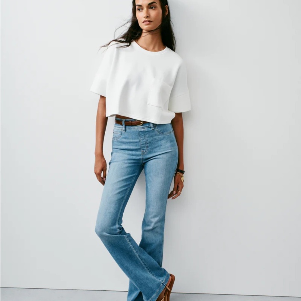 SPANX Blue wide leg pull on Jeans
